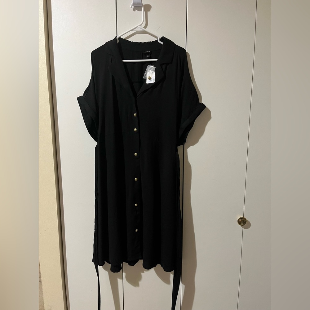 New with Tags! MIDI Rayon Slub Button Front Tie Dress from Torrid